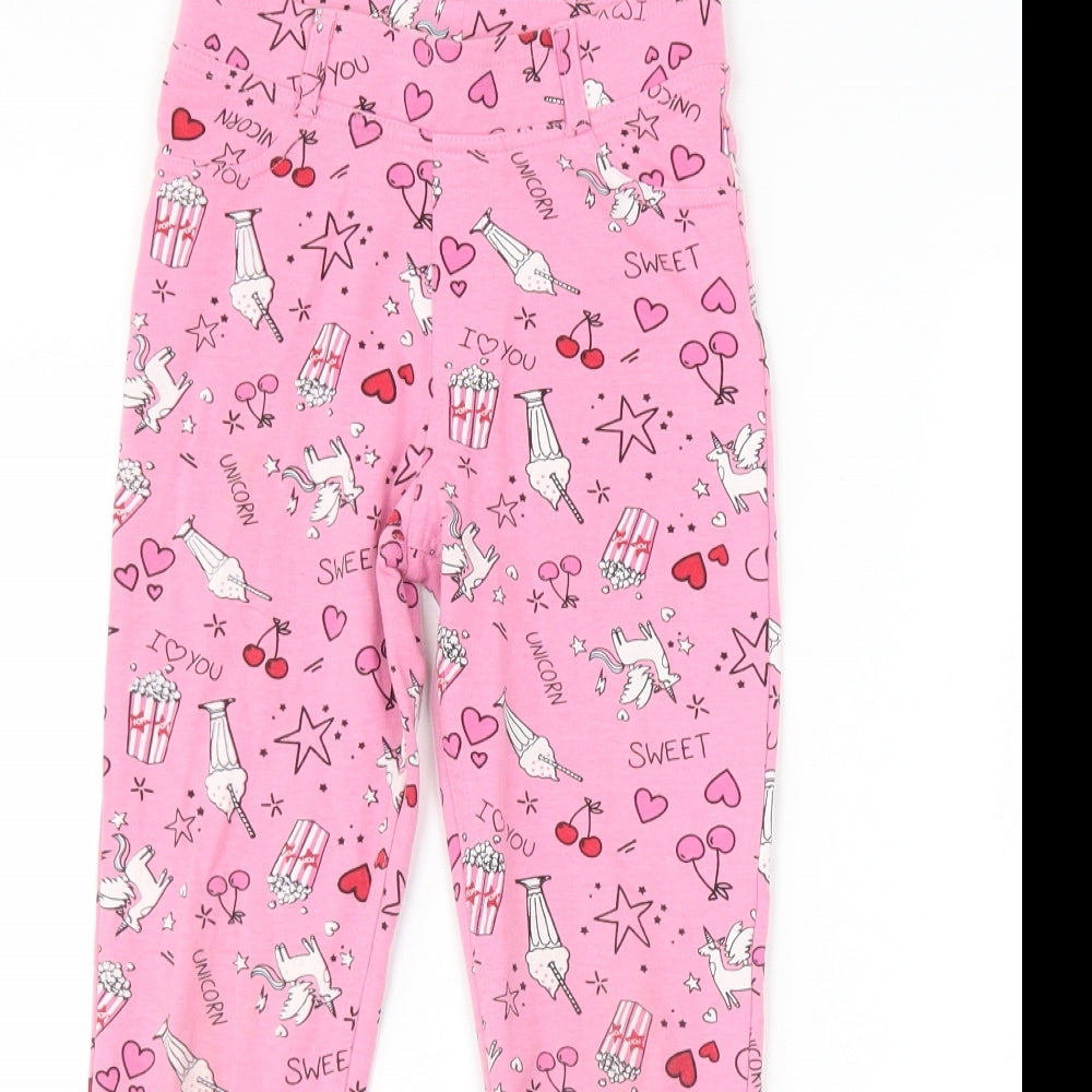 Matalan Girls Pink   Chino Trousers Size 7 Years - unicorn