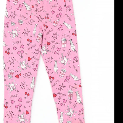 Matalan Girls Pink   Chino Trousers Size 7 Years - unicorn