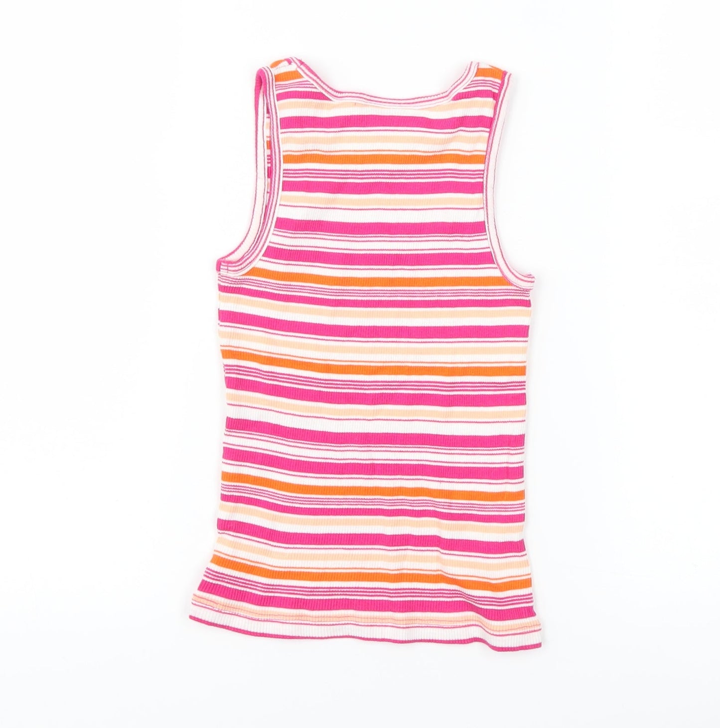 Matalan Girls Pink Striped  Basic Tank Size 7 Years