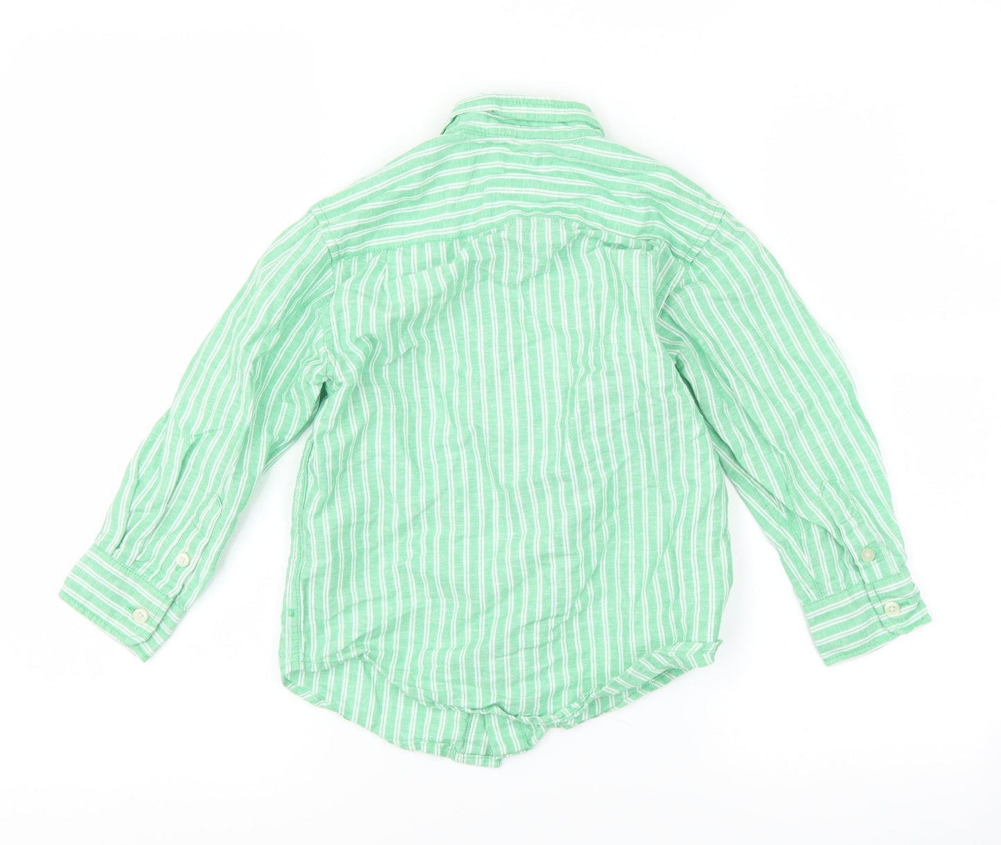 The Children's Place Boys Green Striped  Basic Button-Up Size 4 Years