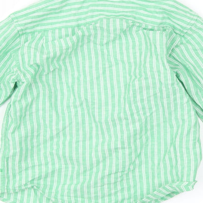 The Children's Place Boys Green Striped  Basic Button-Up Size 4 Years