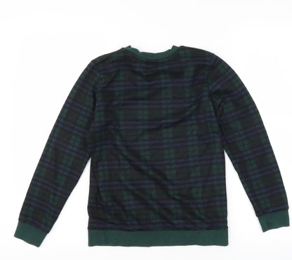 River Island Girls Green Check  Pullover Sweatshirt Size 9-10 Years