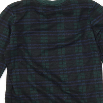 River Island Girls Green Check  Pullover Sweatshirt Size 9-10 Years