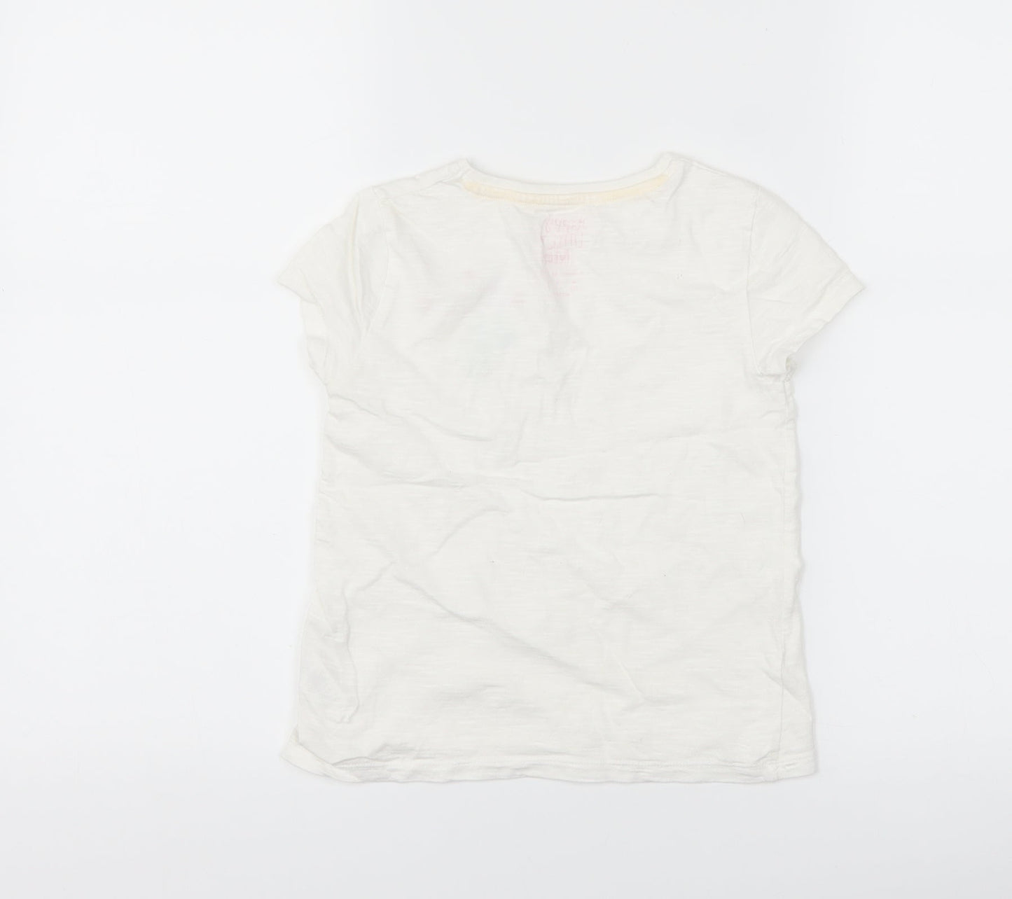 F&F Girls White   Basic T-Shirt Size 5-6 Years  - flowers