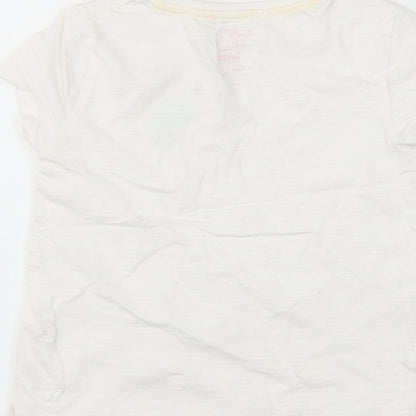 F&F Girls White   Basic T-Shirt Size 5-6 Years  - flowers