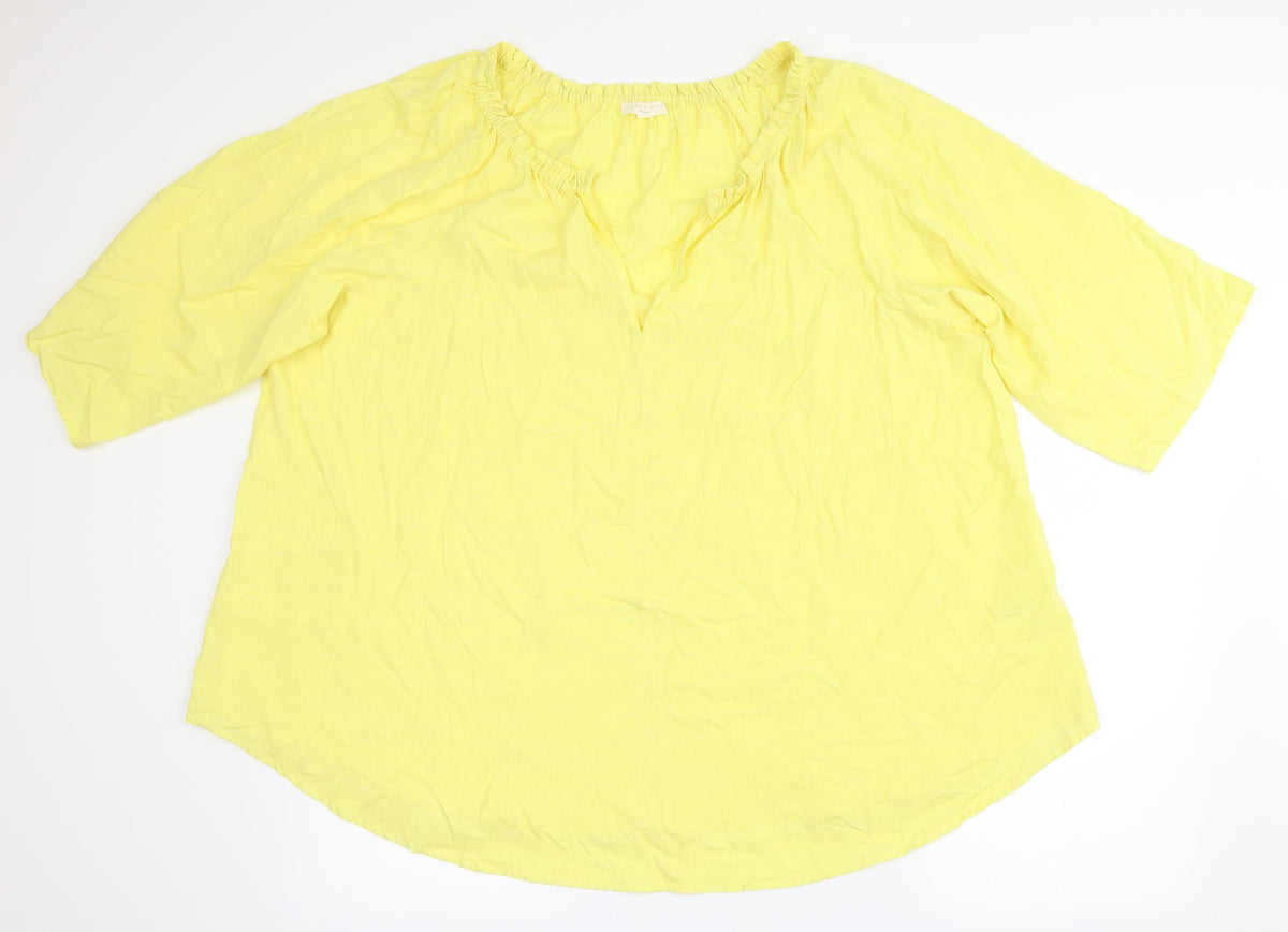 flint & moss Womens Yellow   Basic Blouse Size 2XL