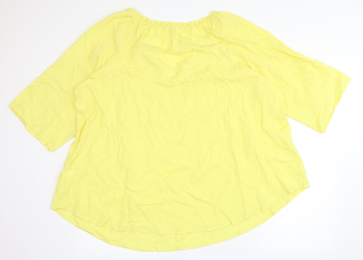 flint & moss Womens Yellow   Basic Blouse Size 2XL