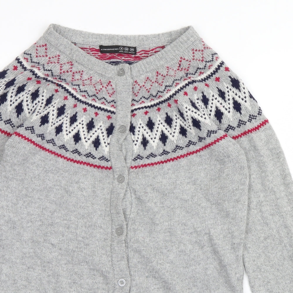 Atmoshpere Womens Grey Argyle/Diamond  Cardigan Jumper Size 8