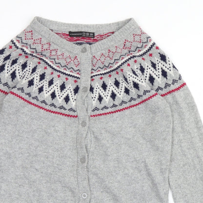 Atmoshpere Womens Grey Argyle/Diamond  Cardigan Jumper Size 8