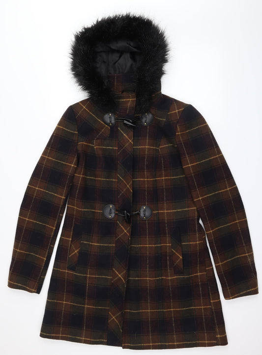 George` Womens Multicoloured Check  Overcoat Coat
