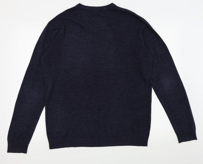 M&Co Mens Blue   Pullover Jumper Size L