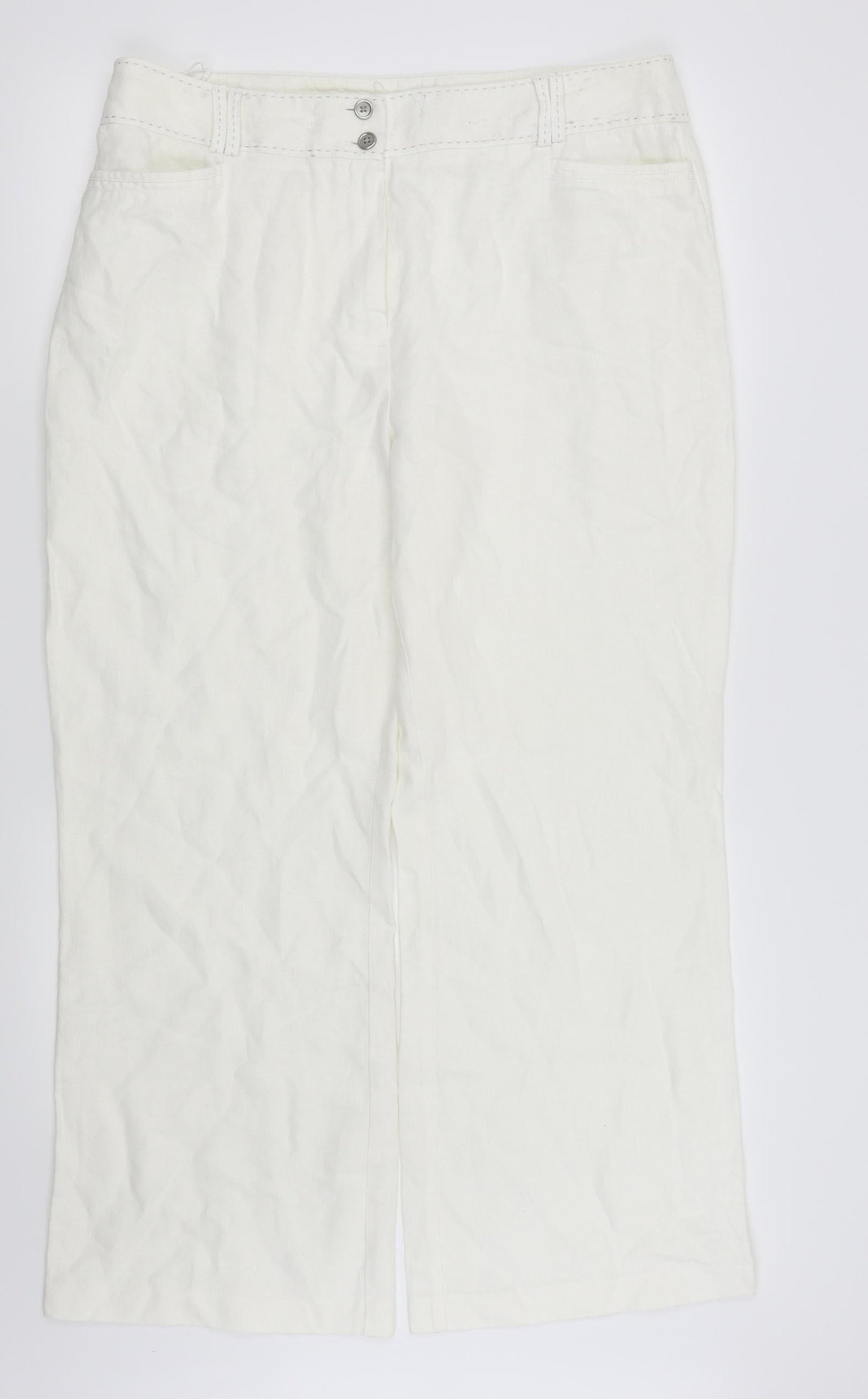 Per Una Womens White   Trousers  Size 16 L27 in