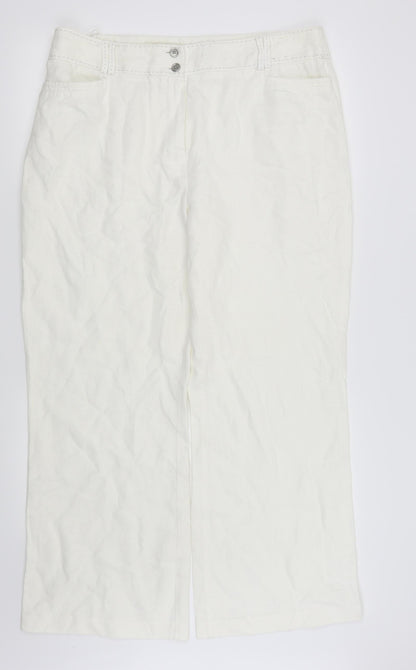 Per Una Womens White   Trousers  Size 16 L27 in