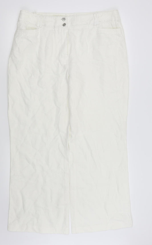 Per Una Womens White   Trousers  Size 16 L27 in