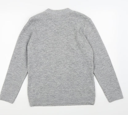 pure and natural Womens Grey Floral  Pullover Jumper Size M