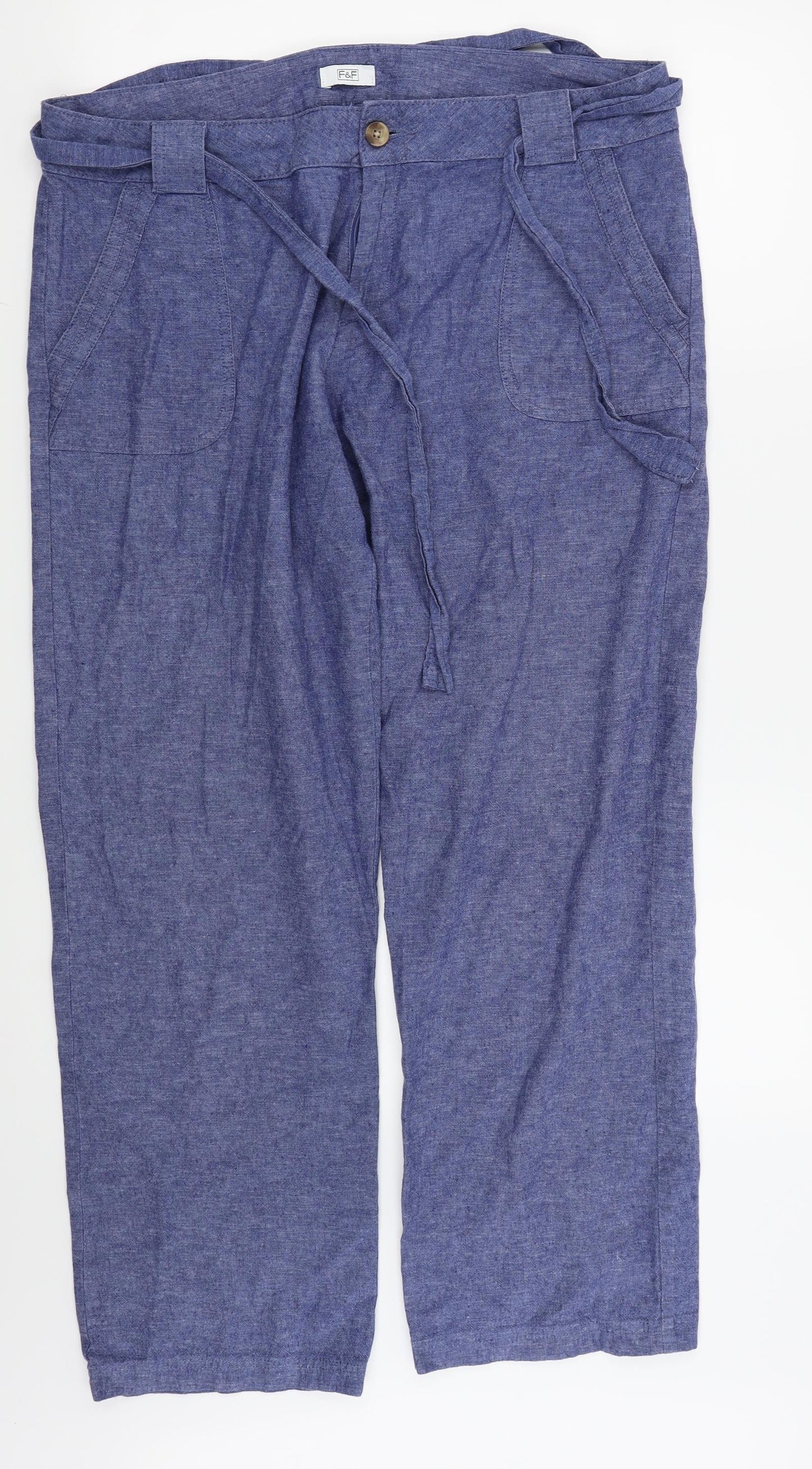 F&F Womens Blue   Trousers  Size 16 L27 in
