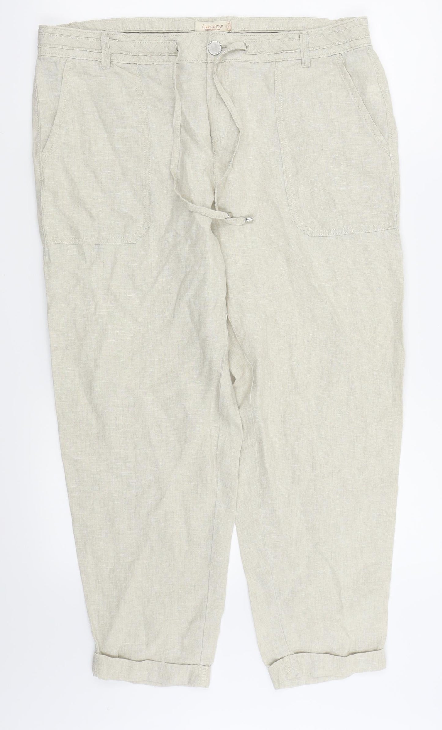 F&F Womens Beige   Trousers  Size 14 L24 in