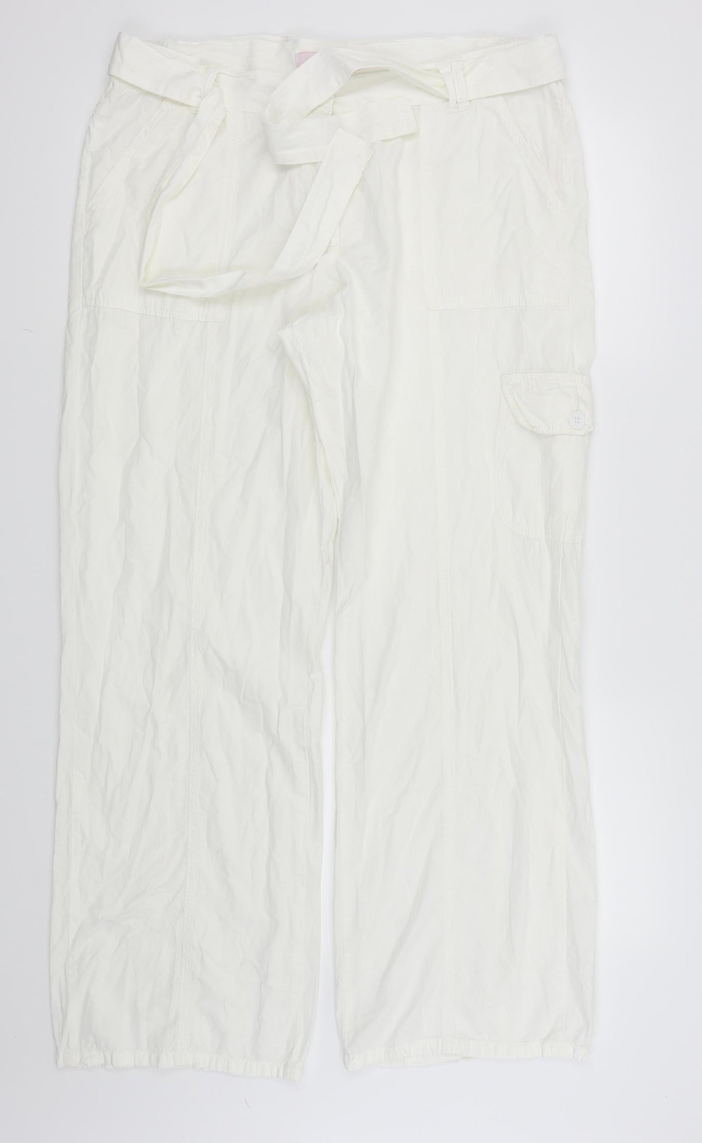 Simply Be Womens White   Trousers  Size 14 L26 in