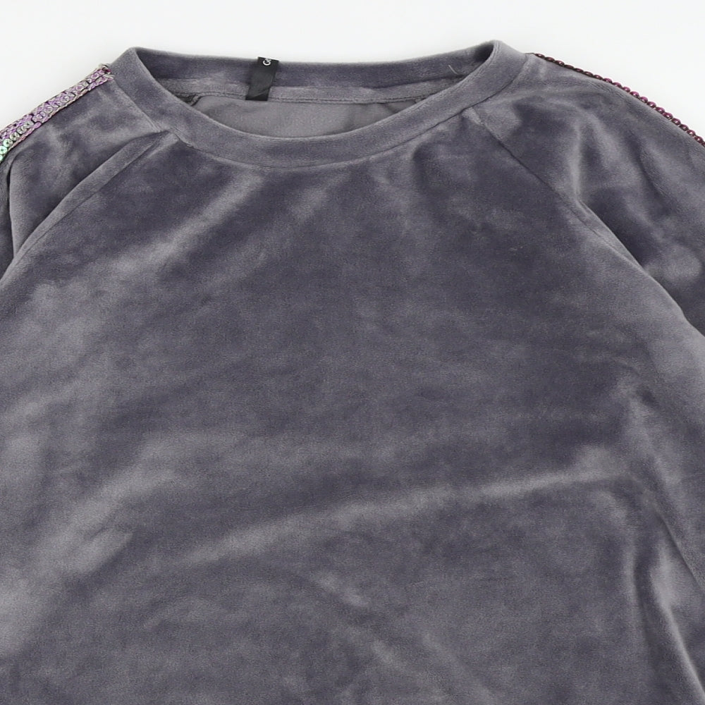 Asda George Girls Grey Solid  Top Pyjama Top Size 11-12 Years