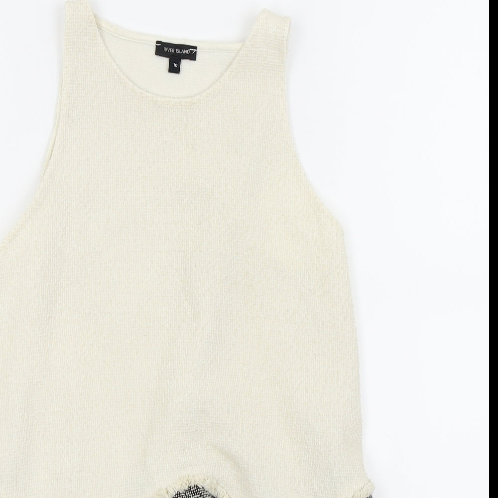 Womens UK Size 10 River Island White Basic Tank