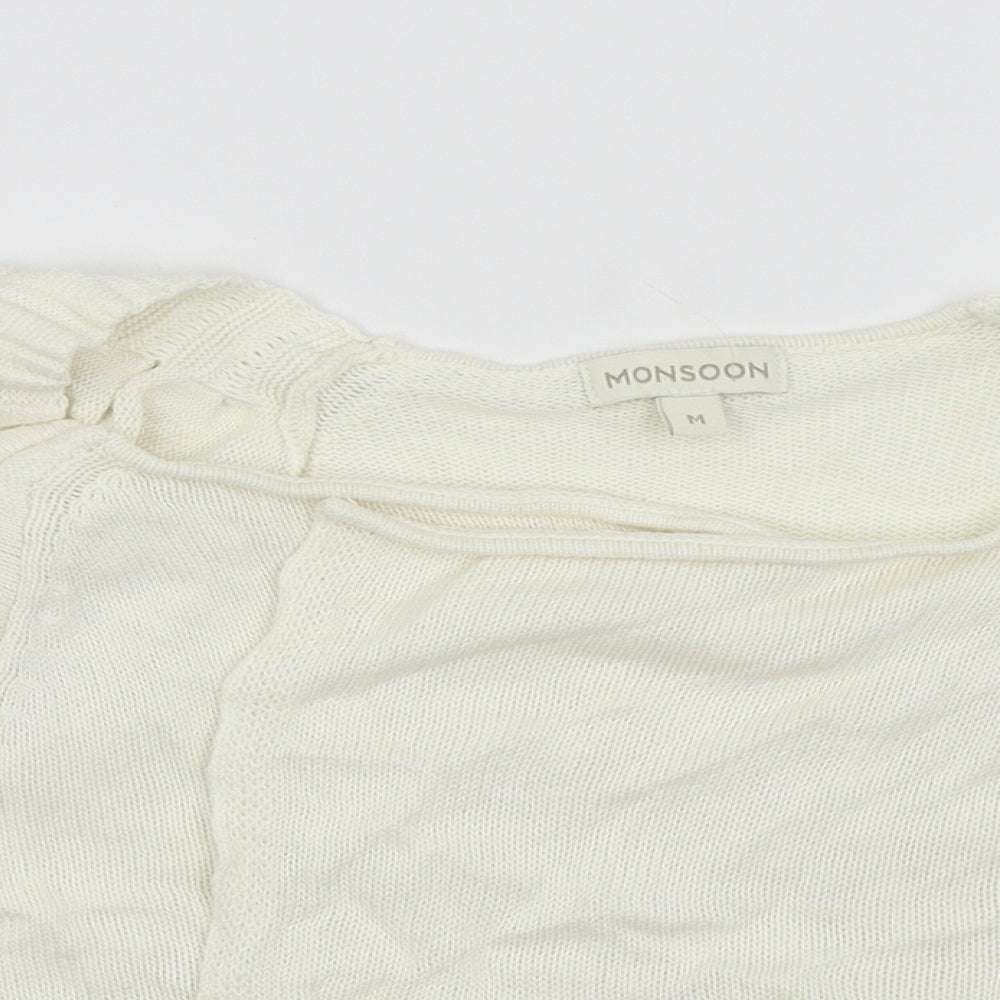 Monsoon Womens White   Cardigan Jumper Size M