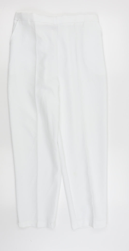 Womens UK Size 14 Preworn Regular Fit  White Trousers