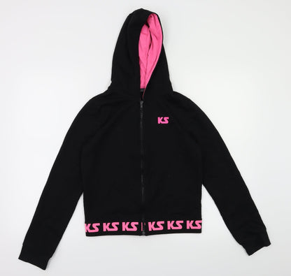 M&Co Girls Black   Full Zip Jumper Size 13 Years