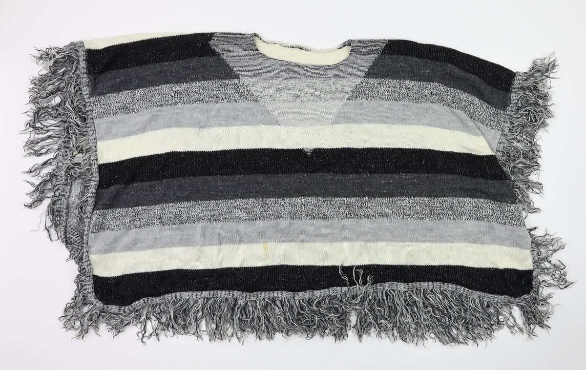 Preworn Womens Grey Striped   Shawl/Wrap