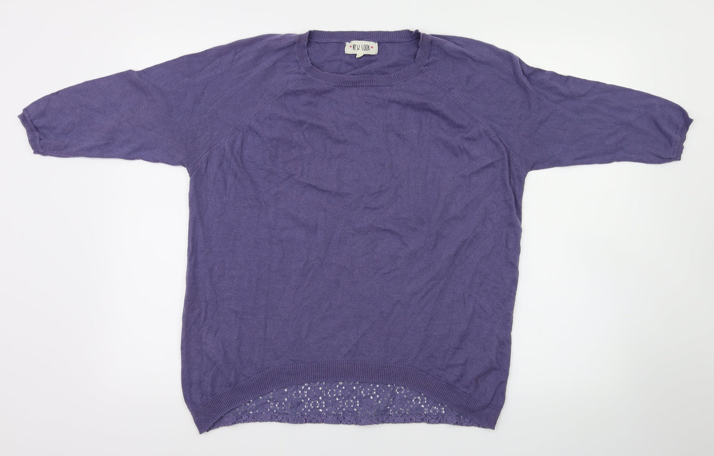 Womens UK Size 10 New Look Purple Basic T-Shirt