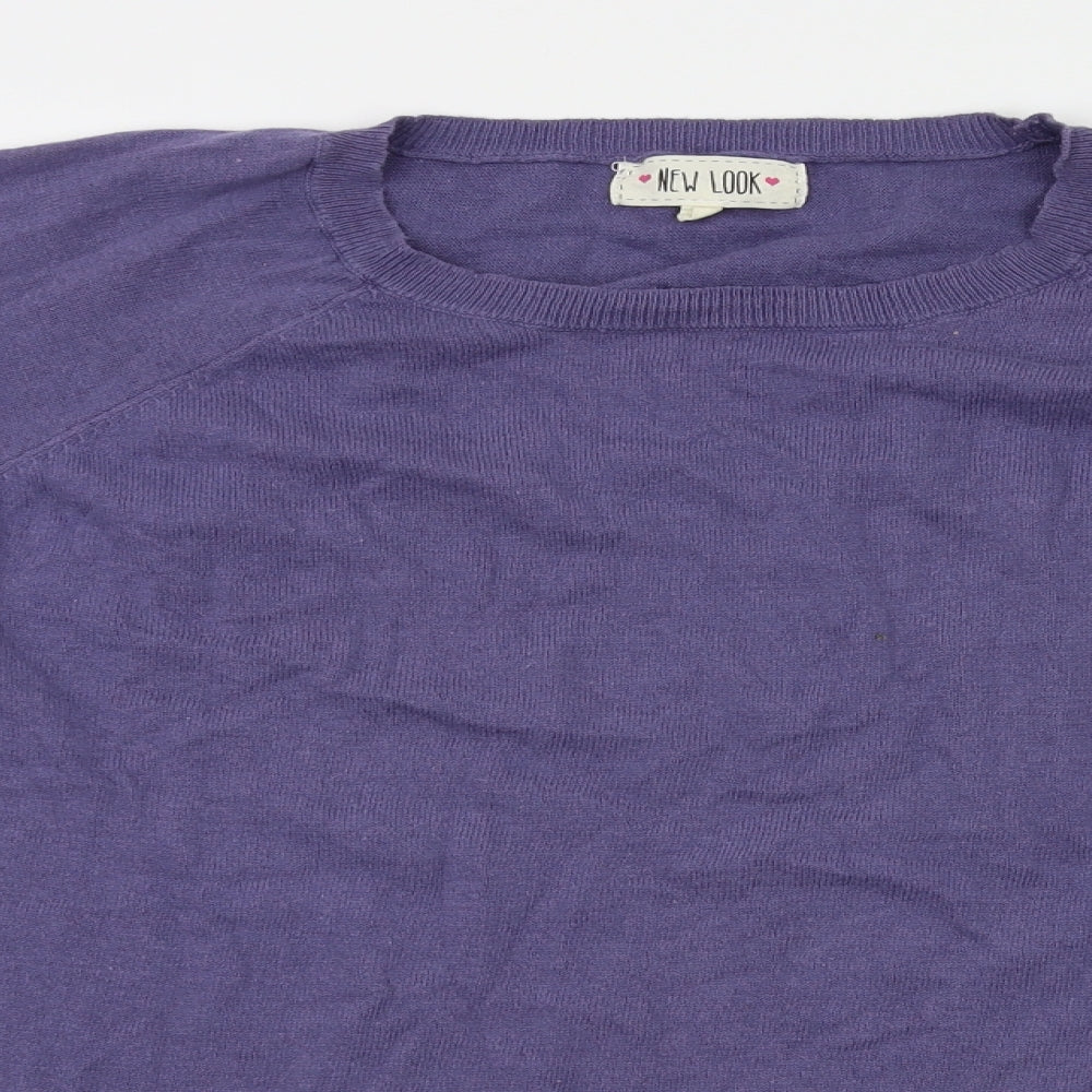Womens UK Size 10 New Look Purple Basic T-Shirt