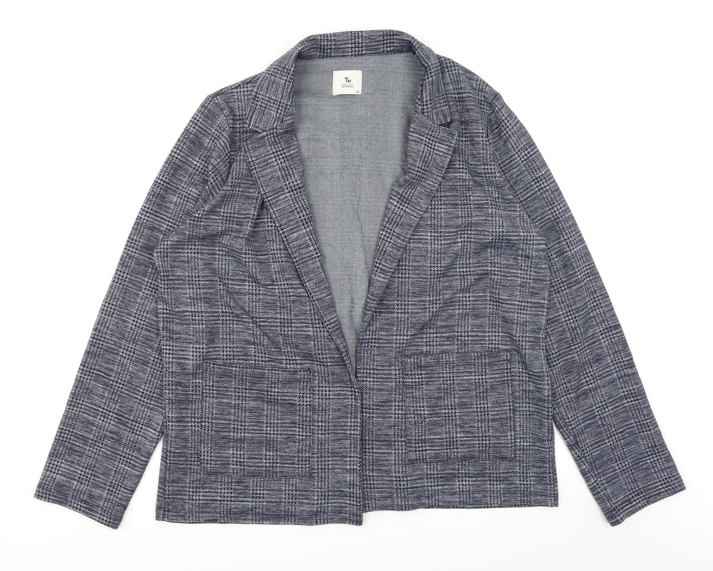 TU Womens Blue Plaid  Jacket  Size 16