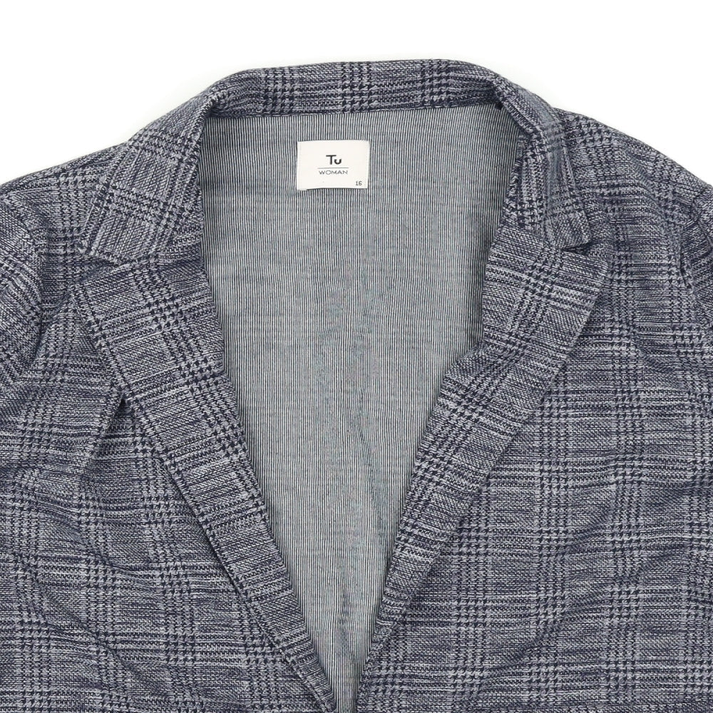 TU Womens Blue Plaid  Jacket  Size 16