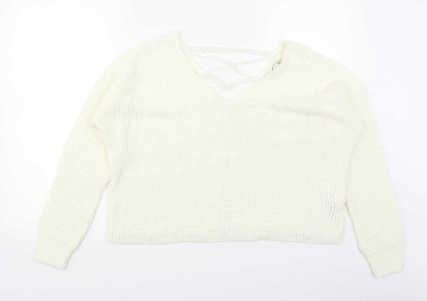 Miss Selfridge Womens White   Pullover Jumper Size 8  - Lace corset back