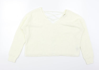 Miss Selfridge Womens White   Pullover Jumper Size 8  - Lace corset back