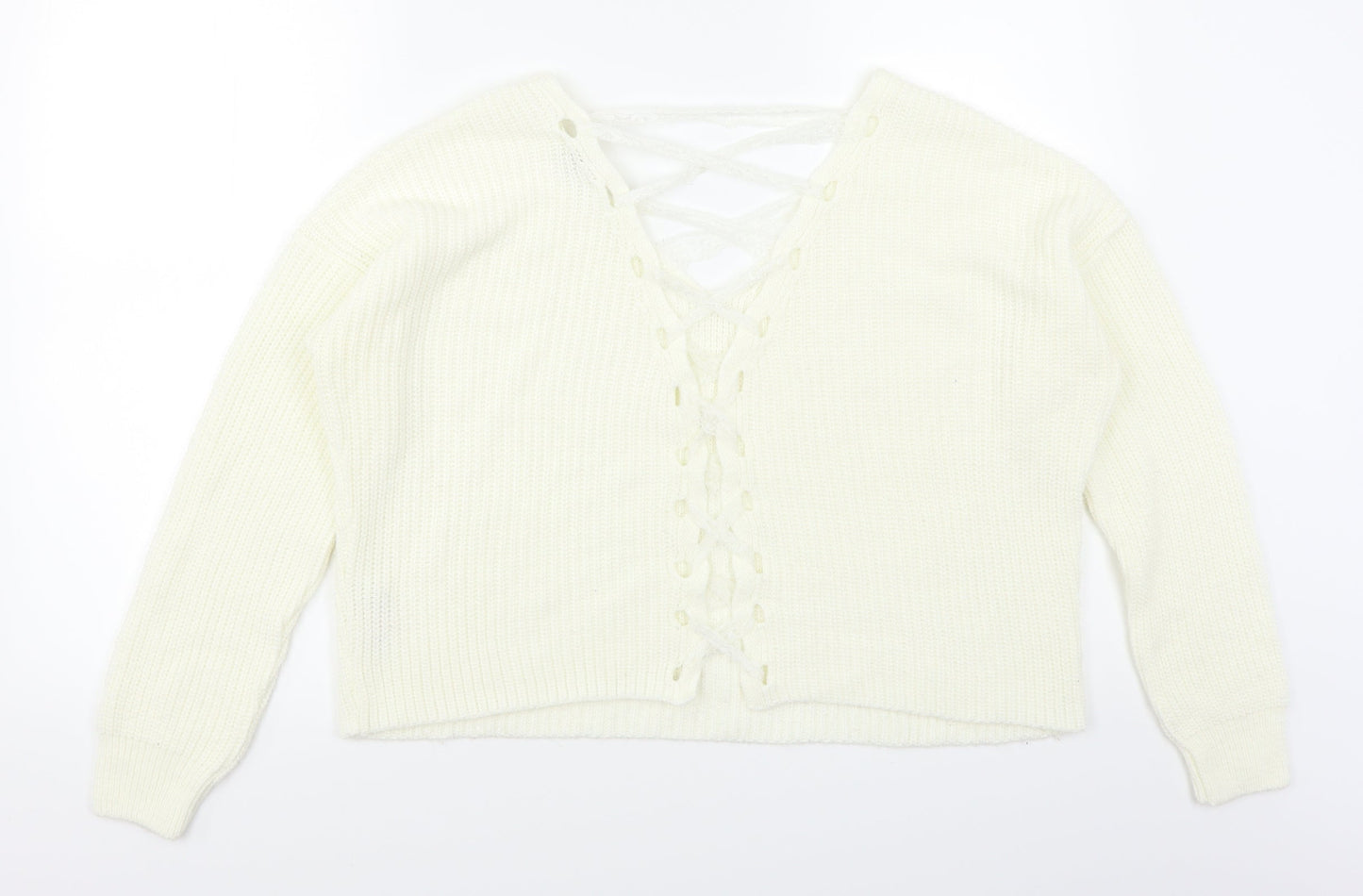 Miss Selfridge Womens White   Pullover Jumper Size 8  - Lace corset back