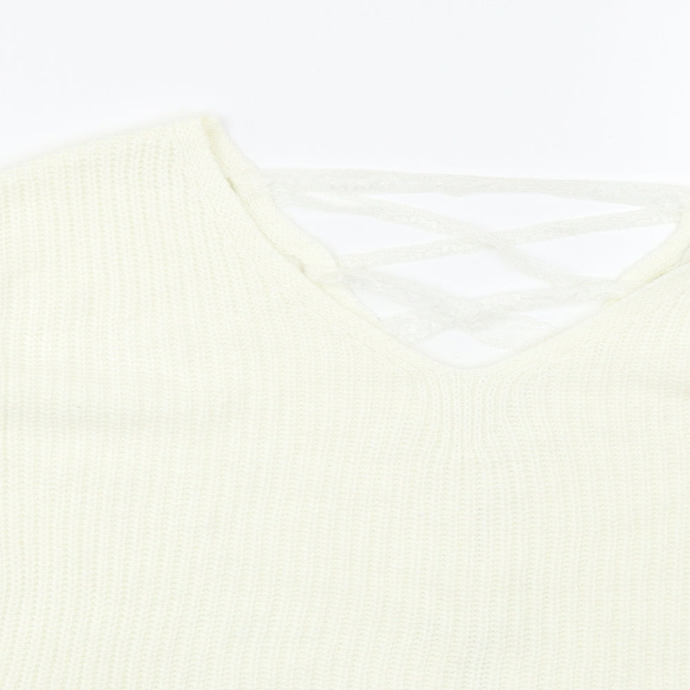 Miss Selfridge Womens White   Pullover Jumper Size 8  - Lace corset back