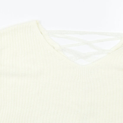 Miss Selfridge Womens White   Pullover Jumper Size 8  - Lace corset back