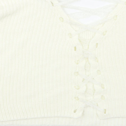 Miss Selfridge Womens White   Pullover Jumper Size 8  - Lace corset back