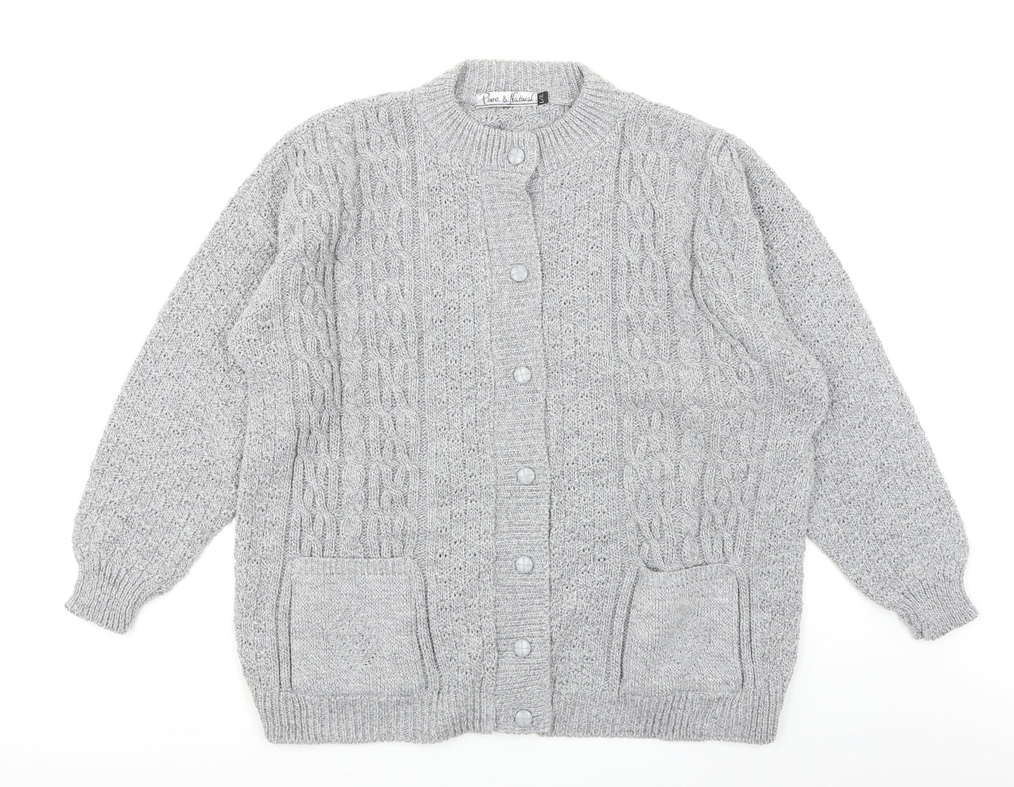 Pure & Natural Womens Grey   Cardigan Jumper Size L
