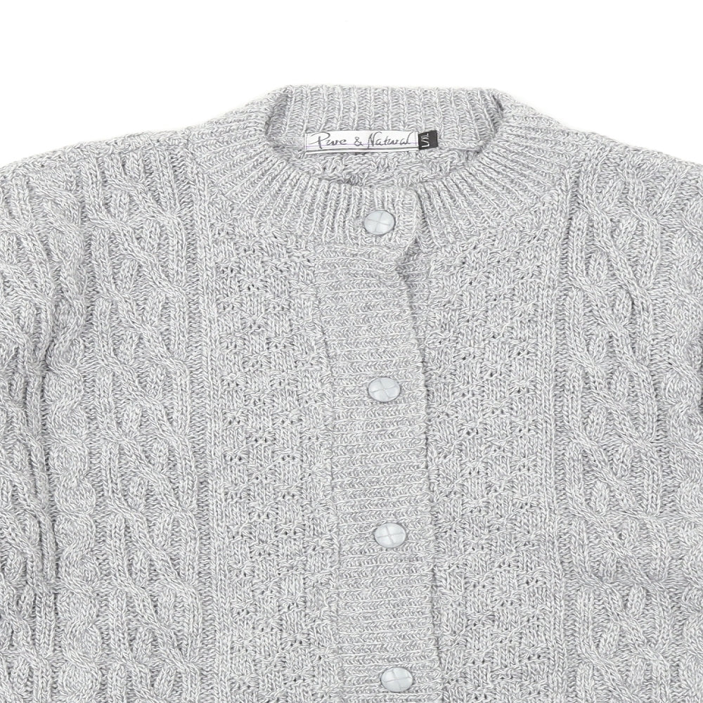 Pure & Natural Womens Grey   Cardigan Jumper Size L