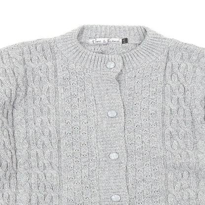 Pure & Natural Womens Grey   Cardigan Jumper Size L