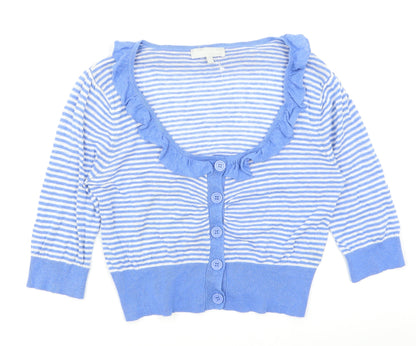 Red Herring Womens Blue Striped  Cardigan Jumper Size 12