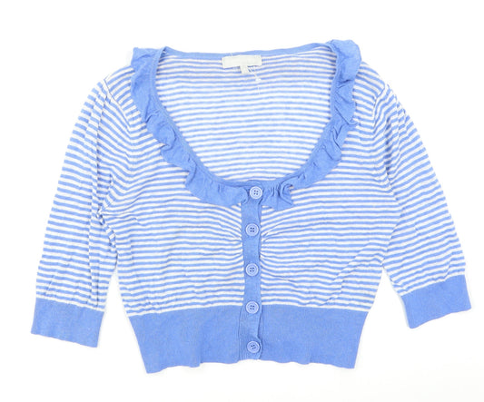 Red Herring Womens Blue Striped  Cardigan Jumper Size 12
