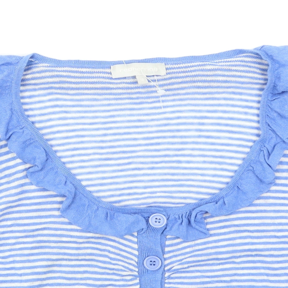 Red Herring Womens Blue Striped  Cardigan Jumper Size 12