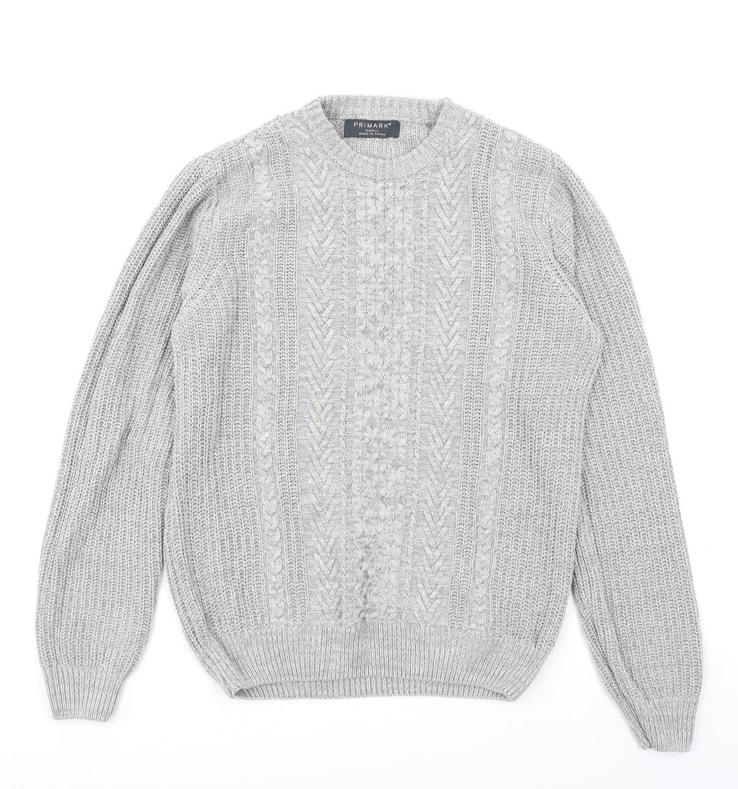 Primark Mens Grey  Knit Pullover Jumper Size S