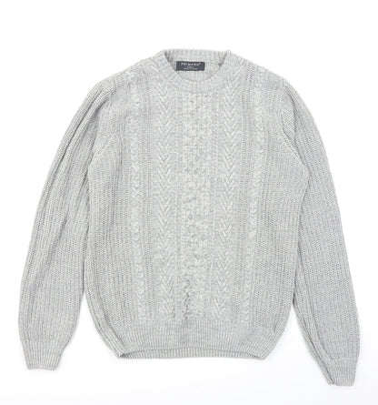 Primark Mens Grey  Knit Pullover Jumper Size S