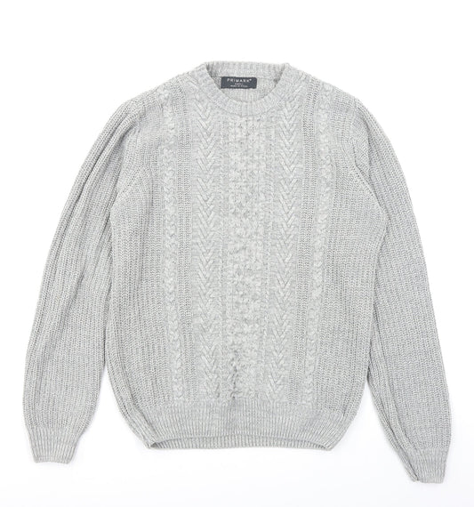 Primark Mens Grey  Knit Pullover Jumper Size S