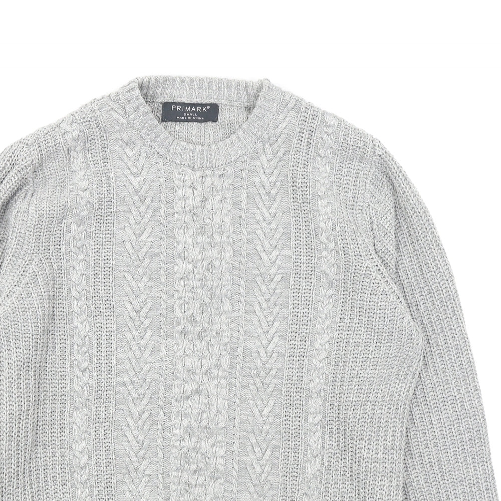 Primark Mens Grey  Knit Pullover Jumper Size S