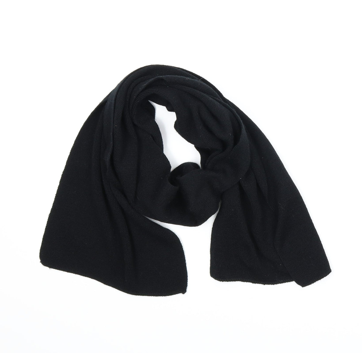 Front view of Preworn unisex black scarf
