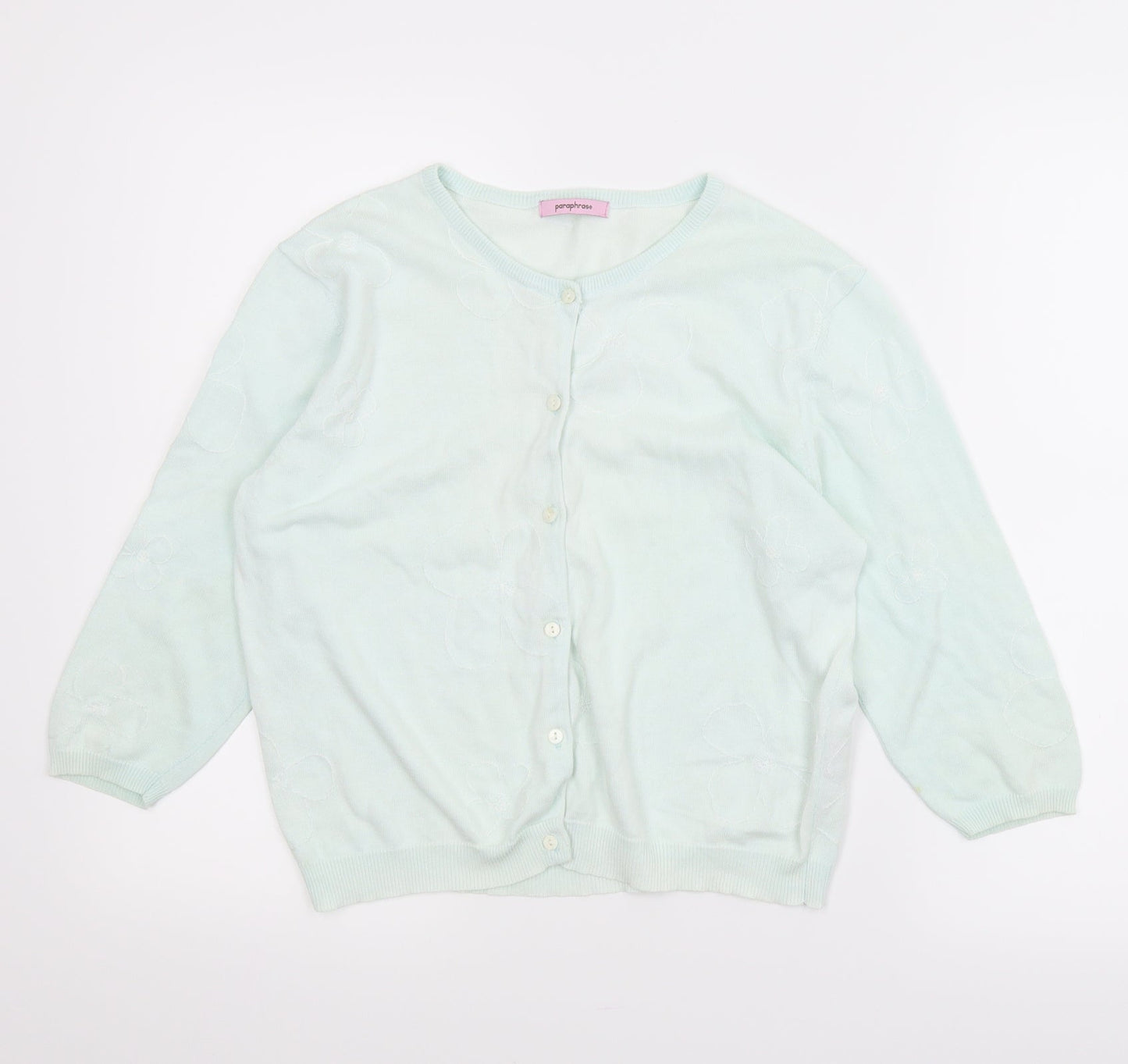 Paraphrase Girls Green Floral  Cardigan Jumper Size L